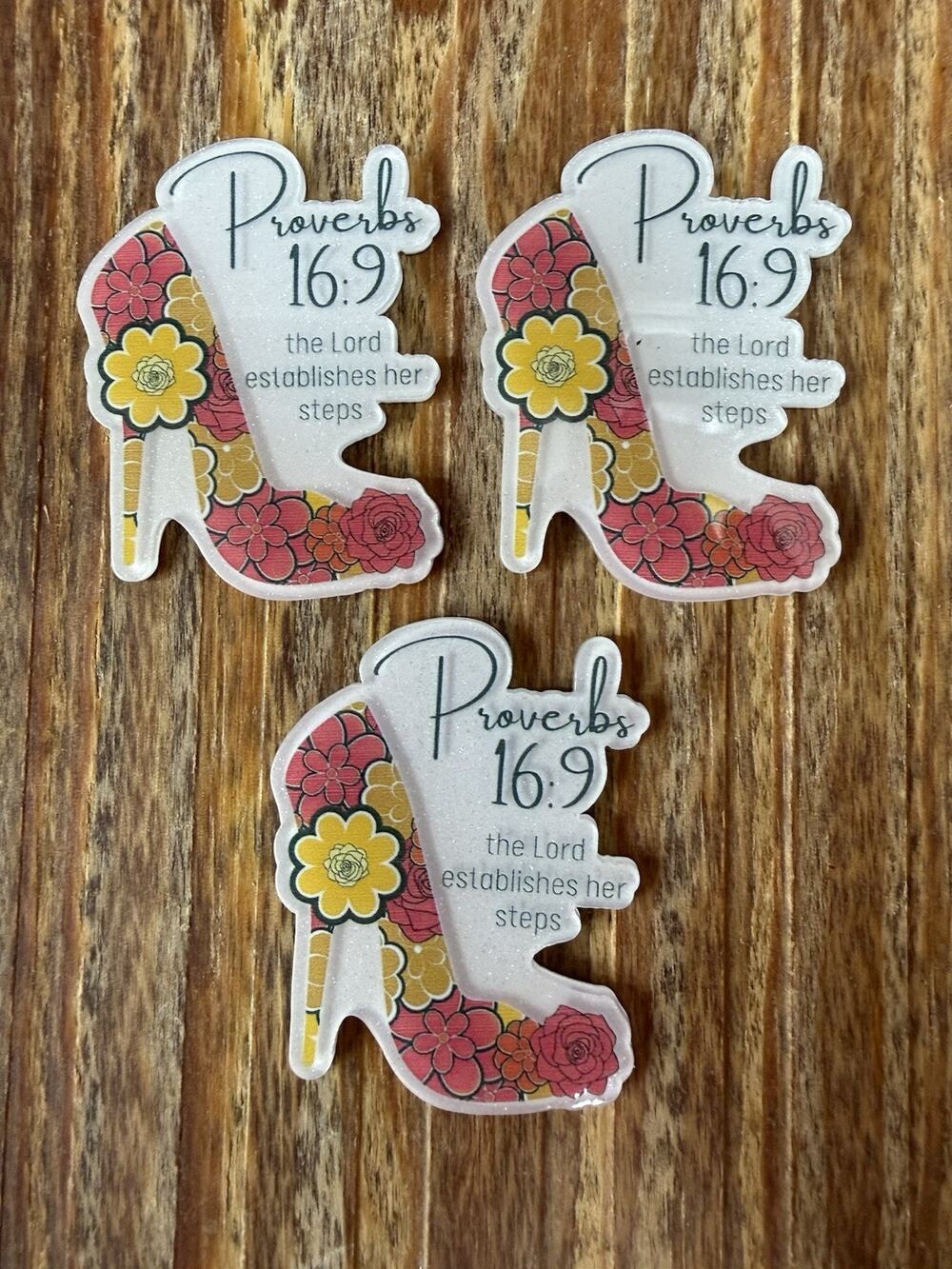3 Pc Proverbs 16:9 Acrylic Flatbacks